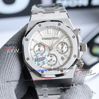 HBF Audemars Piguet Royal Oak Chronograph White Stainless Steel  7750 Replica Watch 